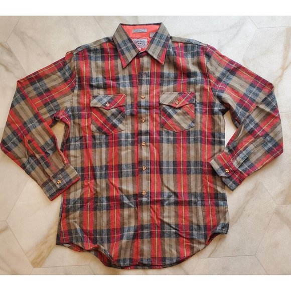 Vintage Bull Run Rugged Wear PLAID FLANNEL Button Down SHIRT Men's Medium - Picture 1 of 8